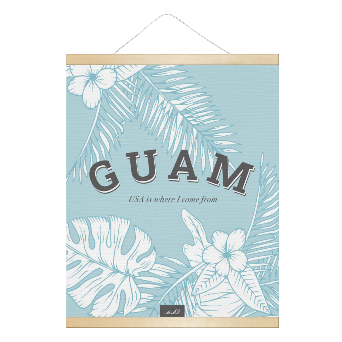 Guam USA Jungle Leaves Hanging Canvas Poster with Wood Frame