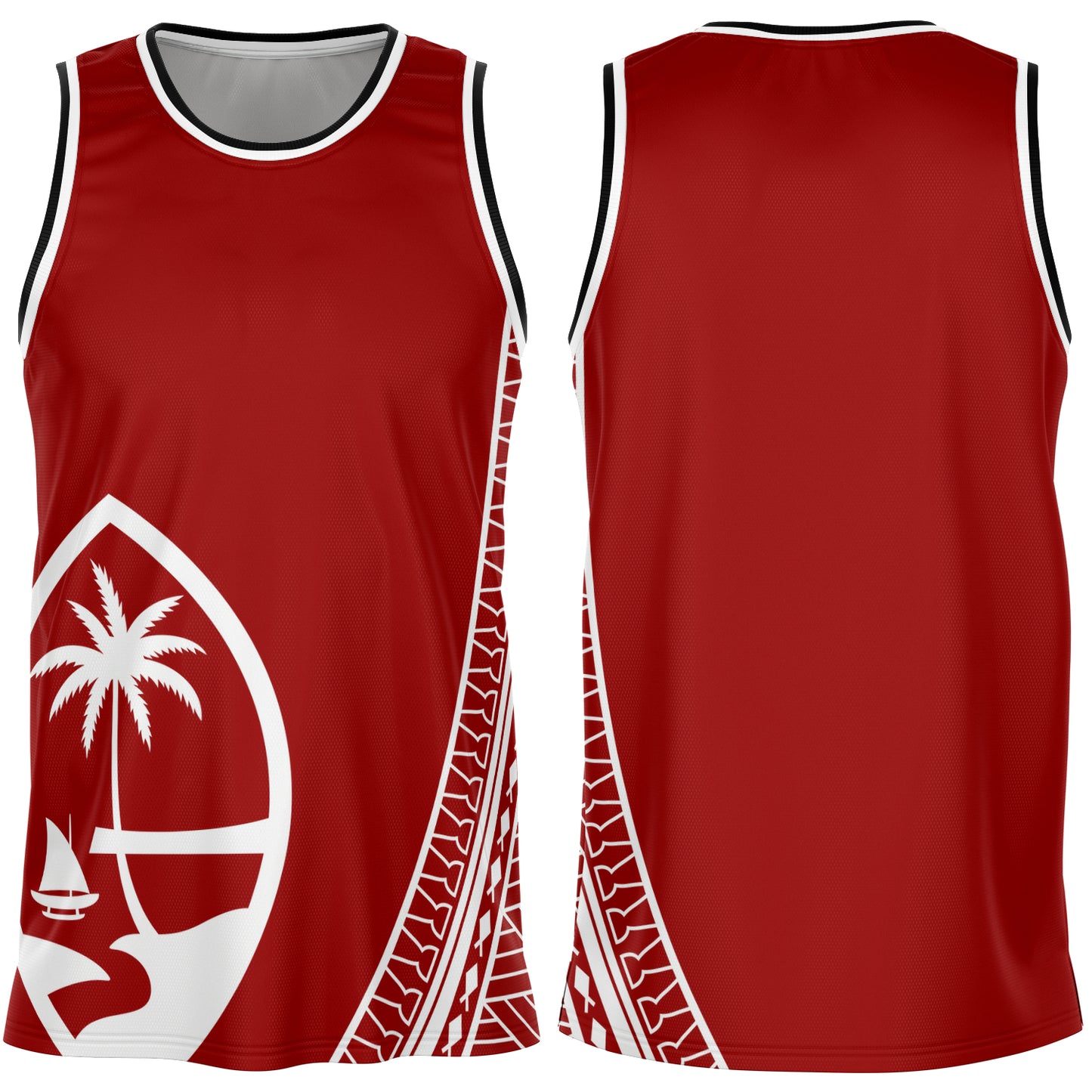 Guam Seal Tribal Red Basketball Jersey