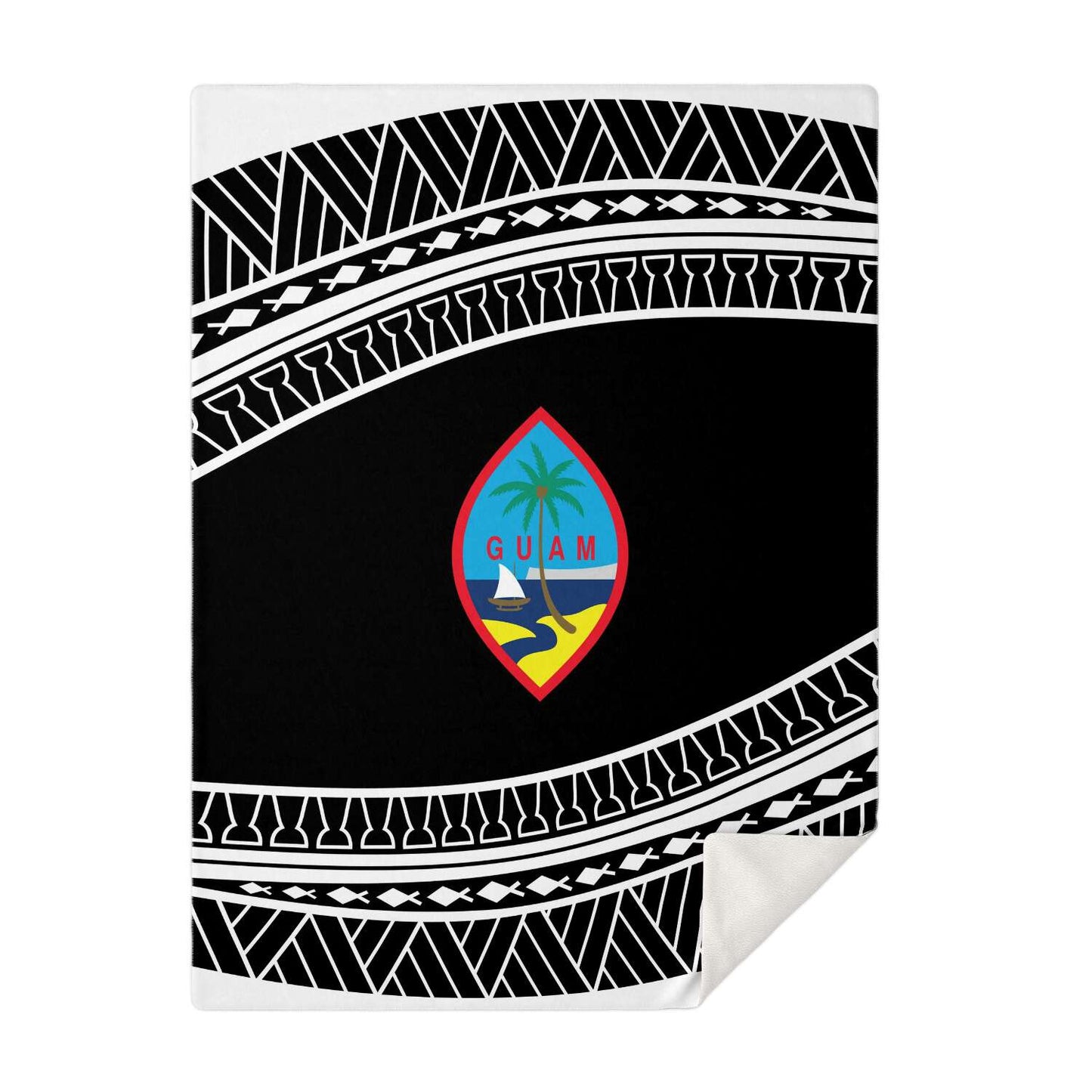 Guam Seal Tribal Black Microfleece Blanket