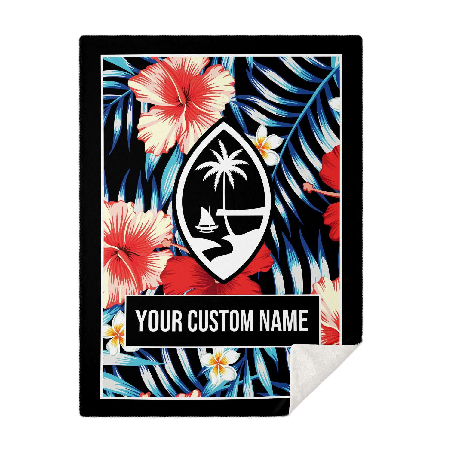 Guam Tropical Floral Microfleece Blanket with Personalization