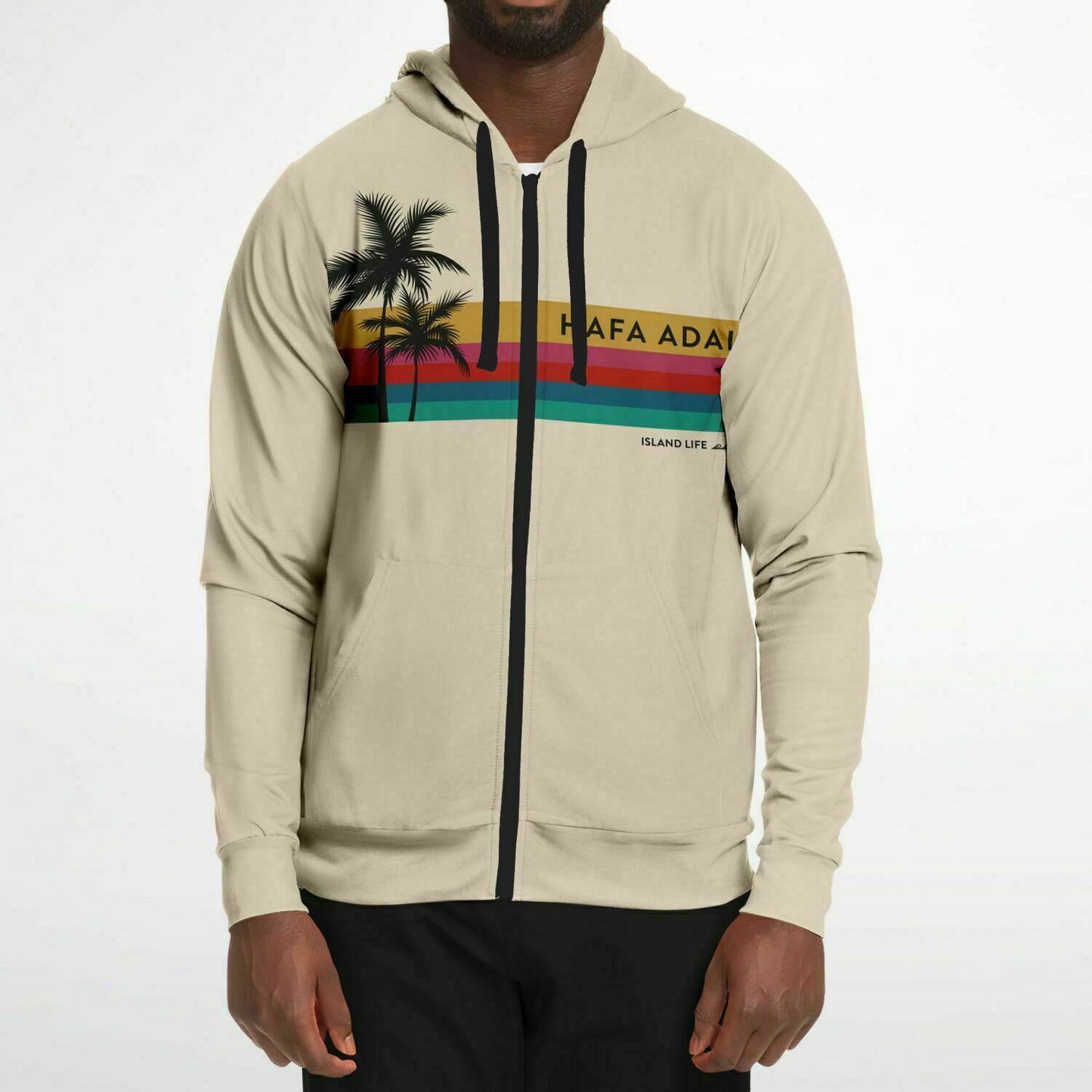 Hafa Adai Retro Rainbow Guam CNMI Zip Hoodie Jacket