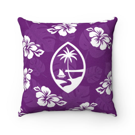Guam Classic Purple Hibiscus Faux Suede Square Pillow Case