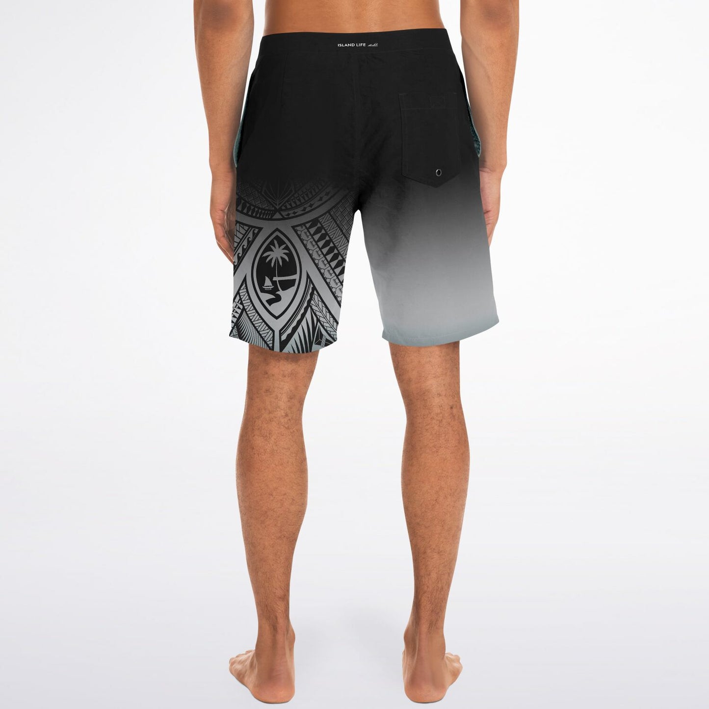 Guahan Tribal Mens Gray Board Shorts