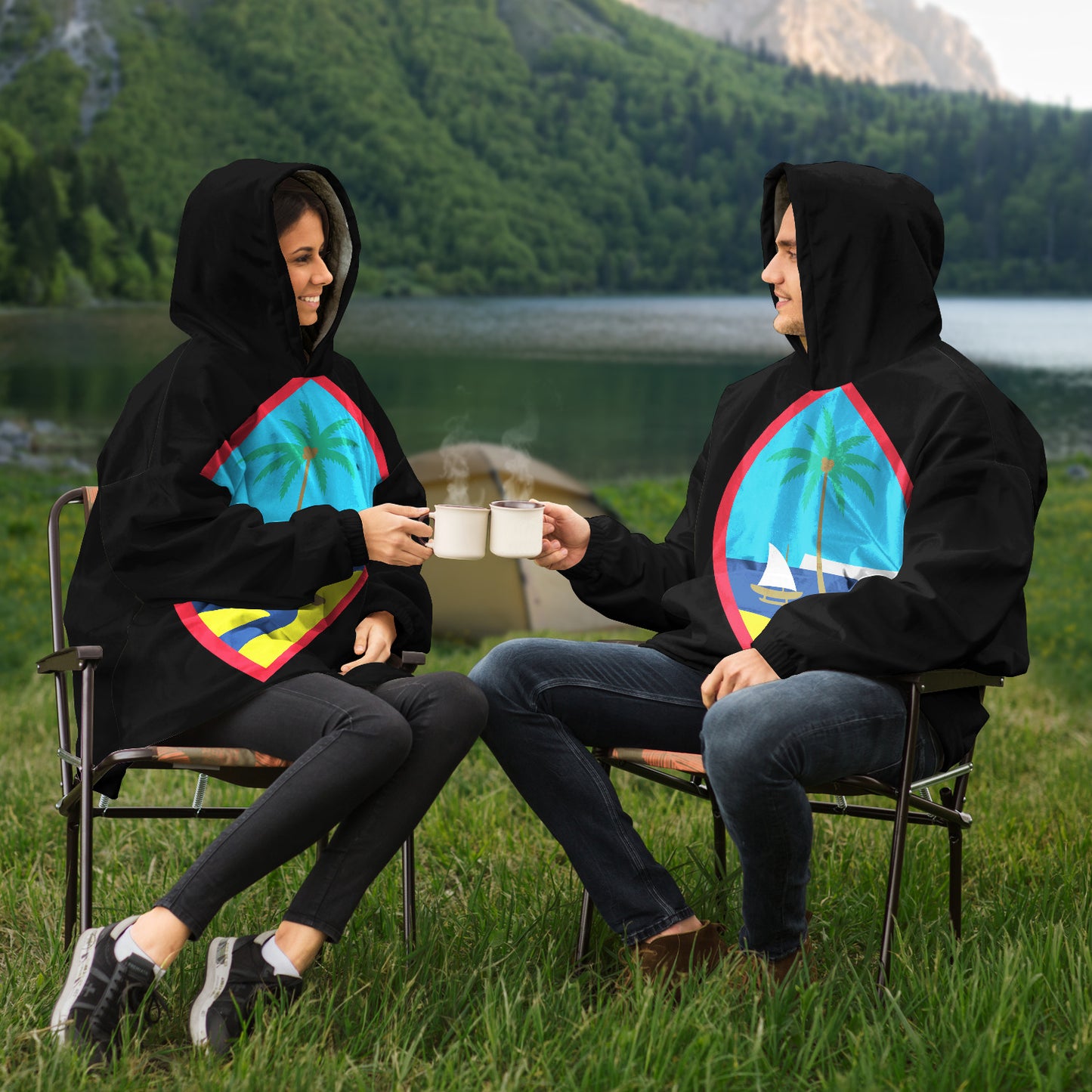 Guam Seal Black Blanket Snug Hoodie