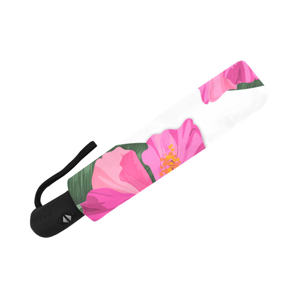Guam Pink Hibiscus Paradise White Anti-UV Auto Foldable Umbrella