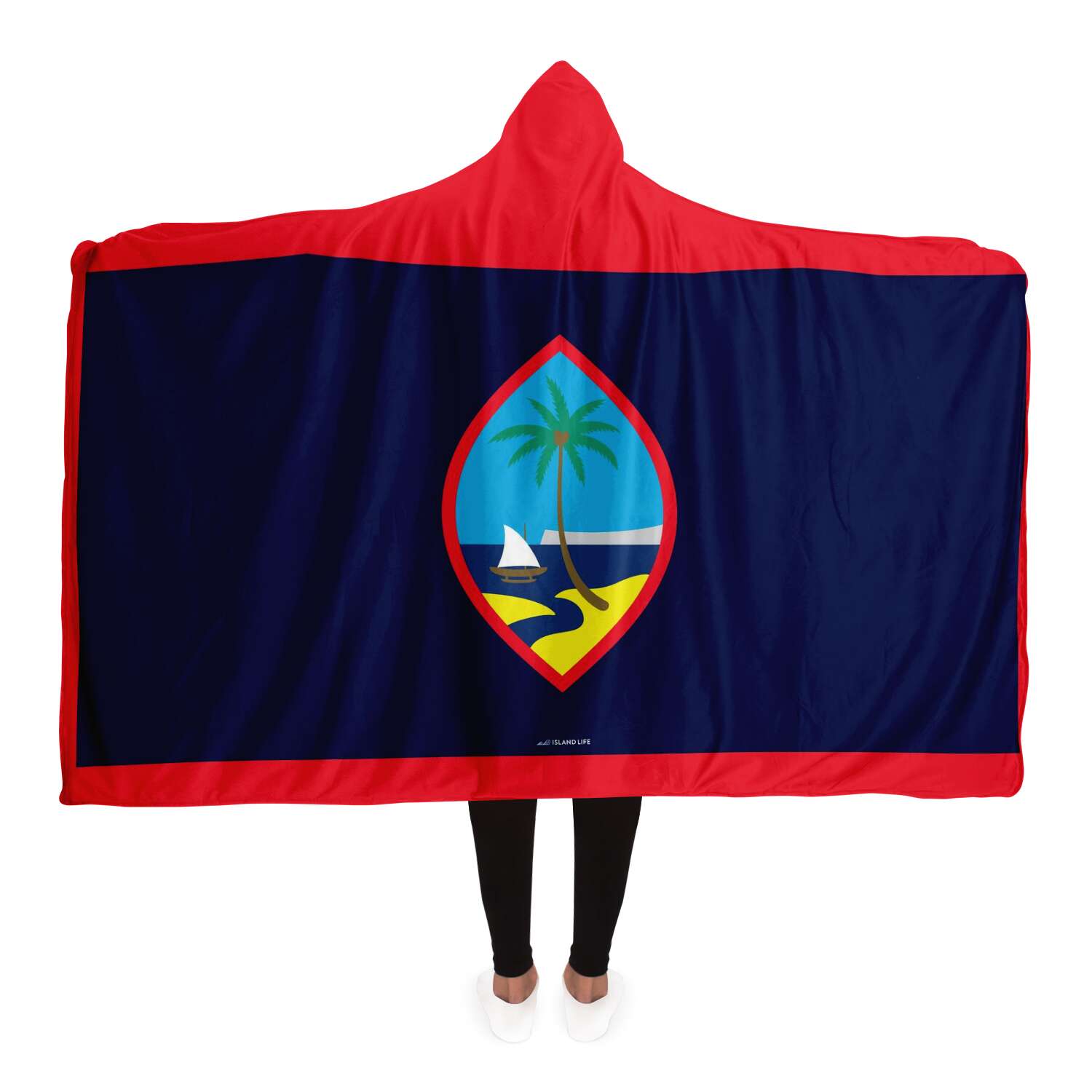 Guam Flag Premium Sherpa Hooded Blanket