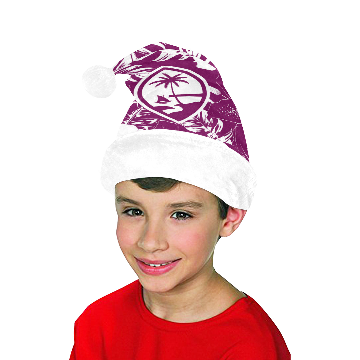 Guam Purple Hibiscus Christmas Santa Hat