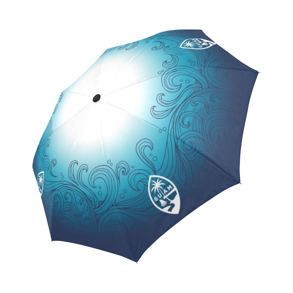Guam Ombre Waves Automatic Folding Umbrella