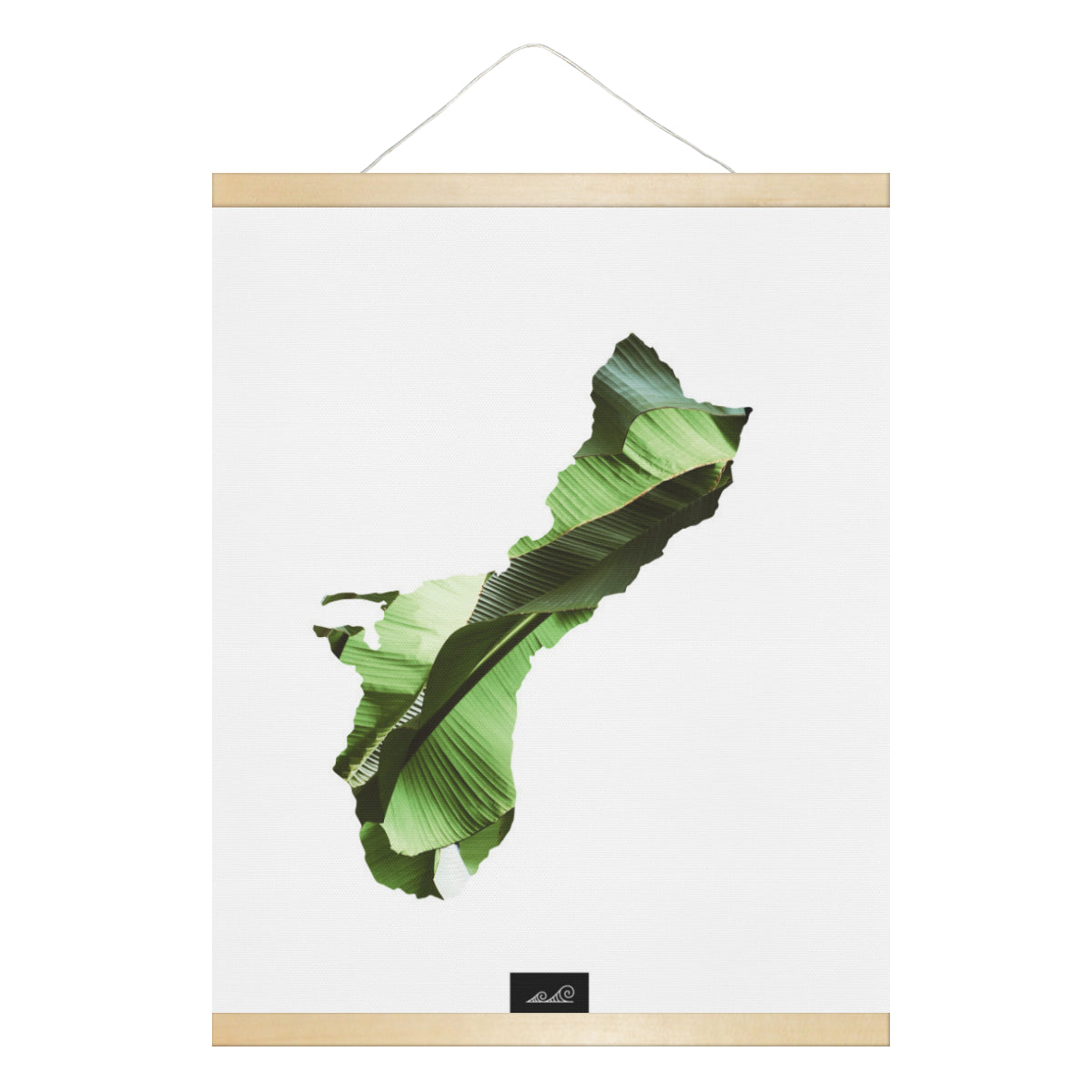 Guam Island Banana Leaves Hanging Canvas Poster with Wood Frame