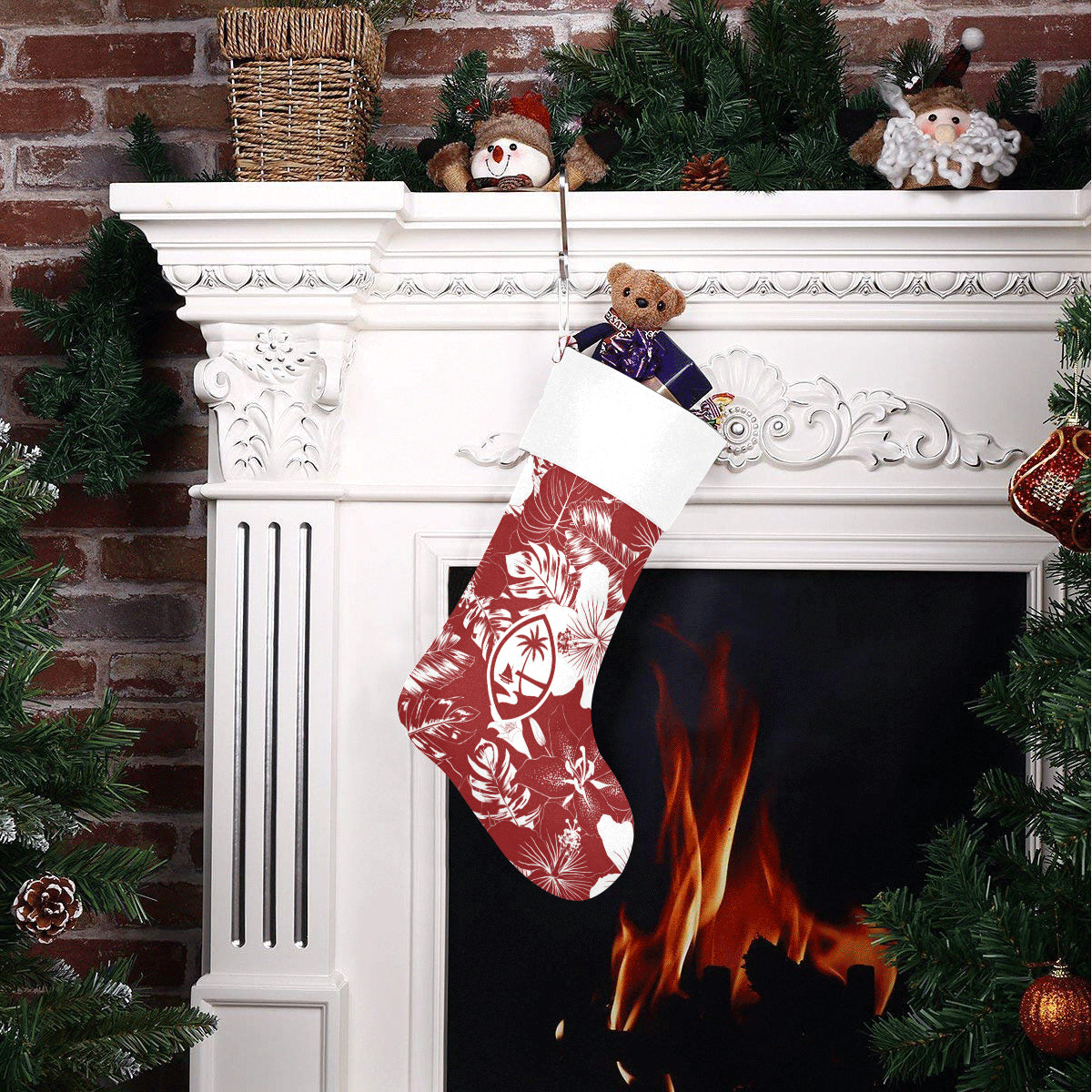 Guam Red Hibiscus Christmas Stocking