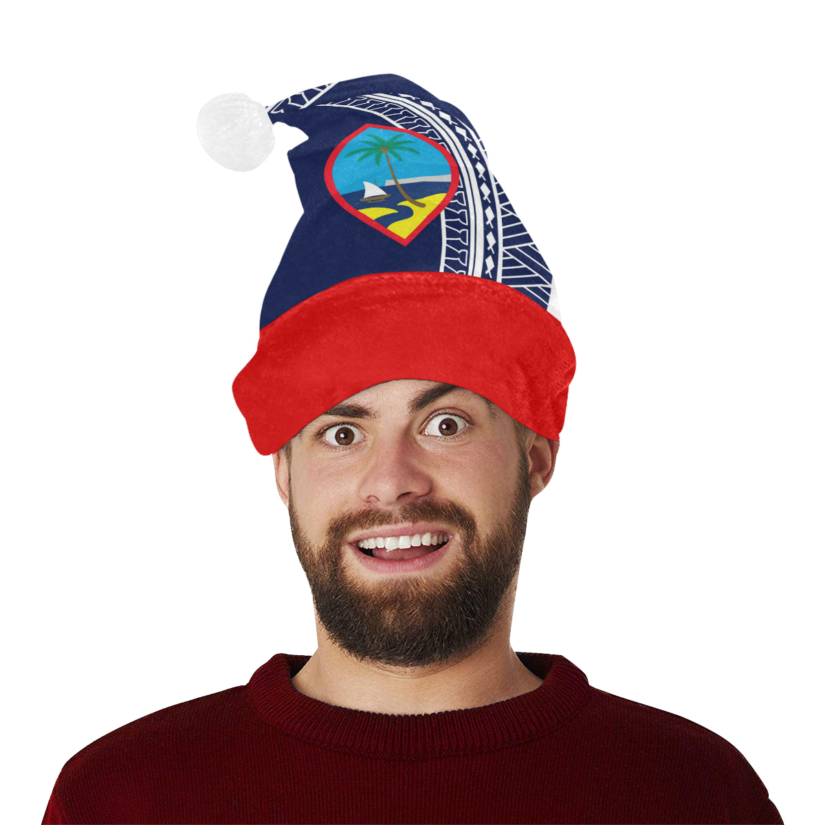 Guam Blue Tribal Santa Hat