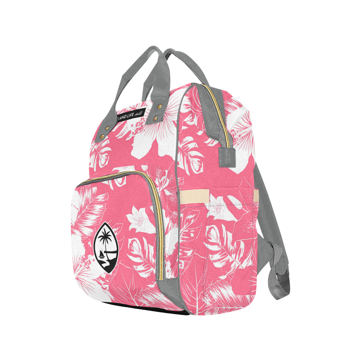 Guam Pink Floral Baby Diaper Backpack Bag