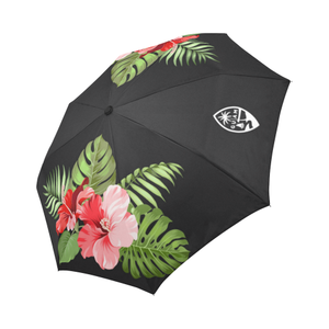 Guam Seal Hibiscus Black Automatic Folding Umbrella