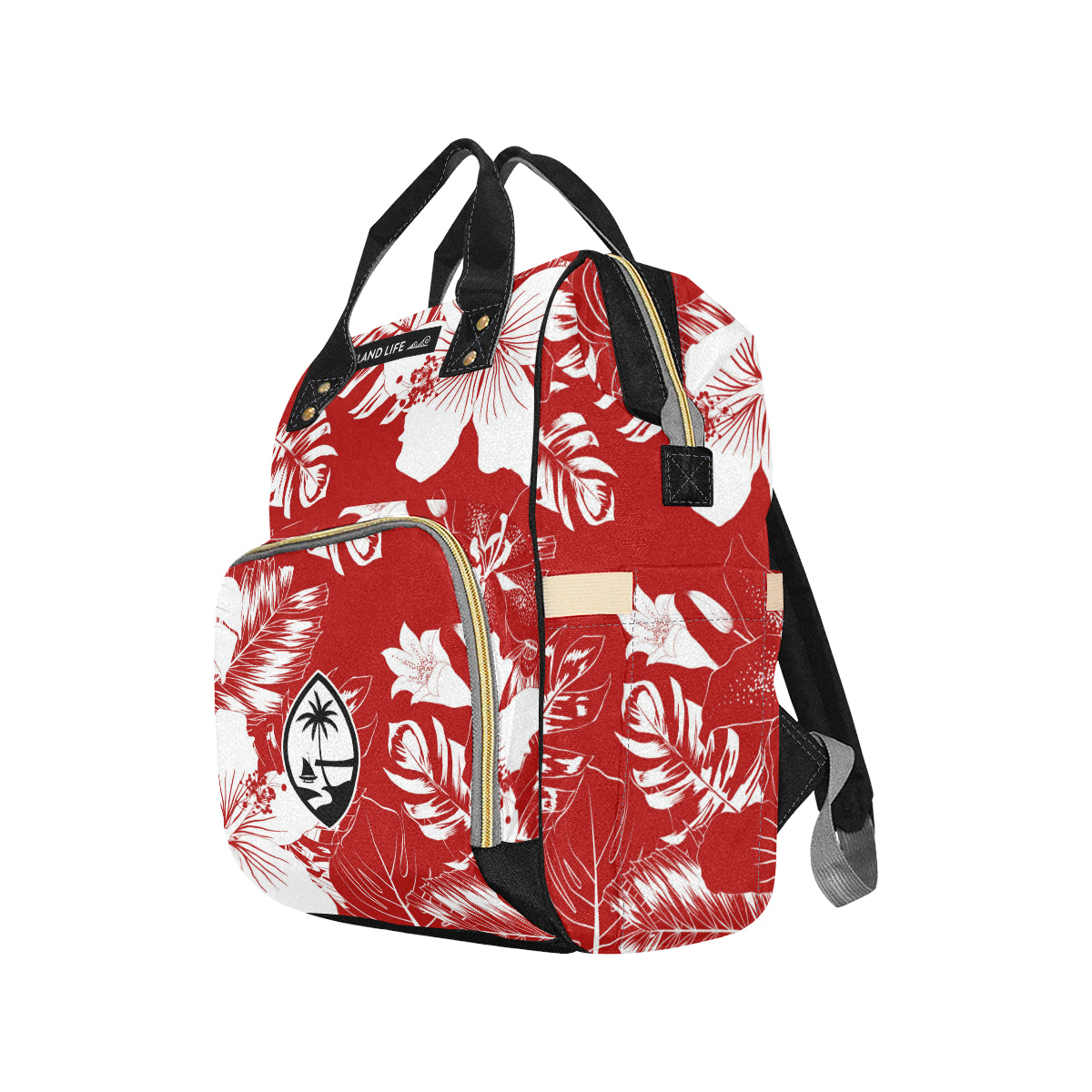 Guam Red Floral Baby Diaper Backpack Bag