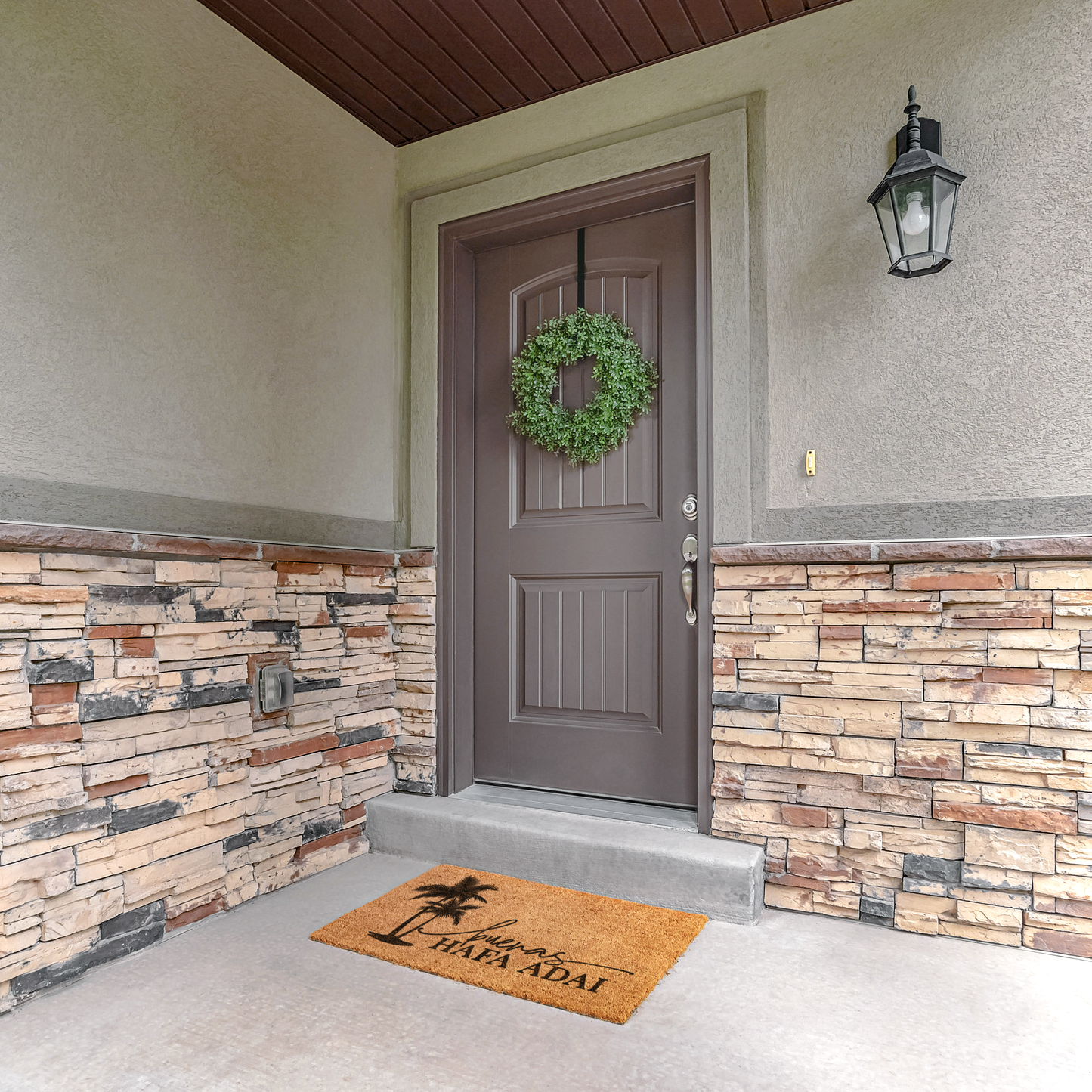 Buenas Hafa Adai Guam CNMI Outdoor Coir Door Mat