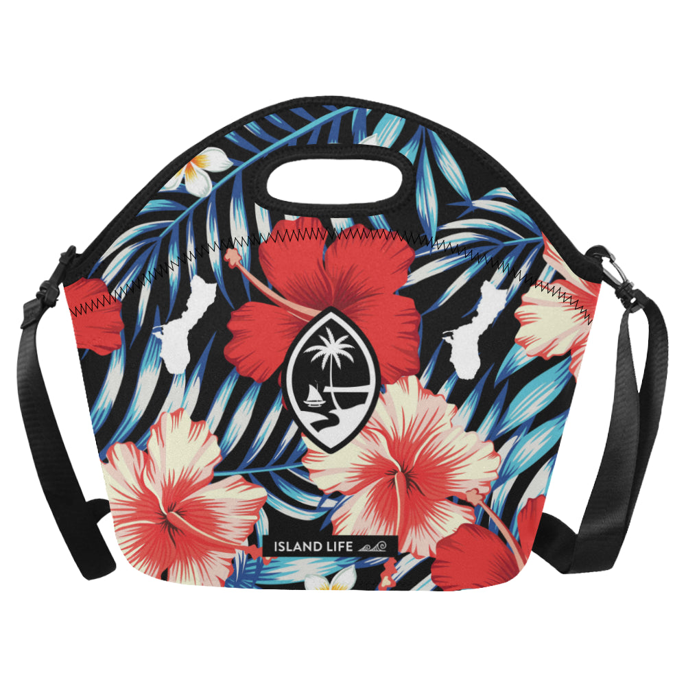 Guam Tropical Floral Neoprene Lunch Bag Large