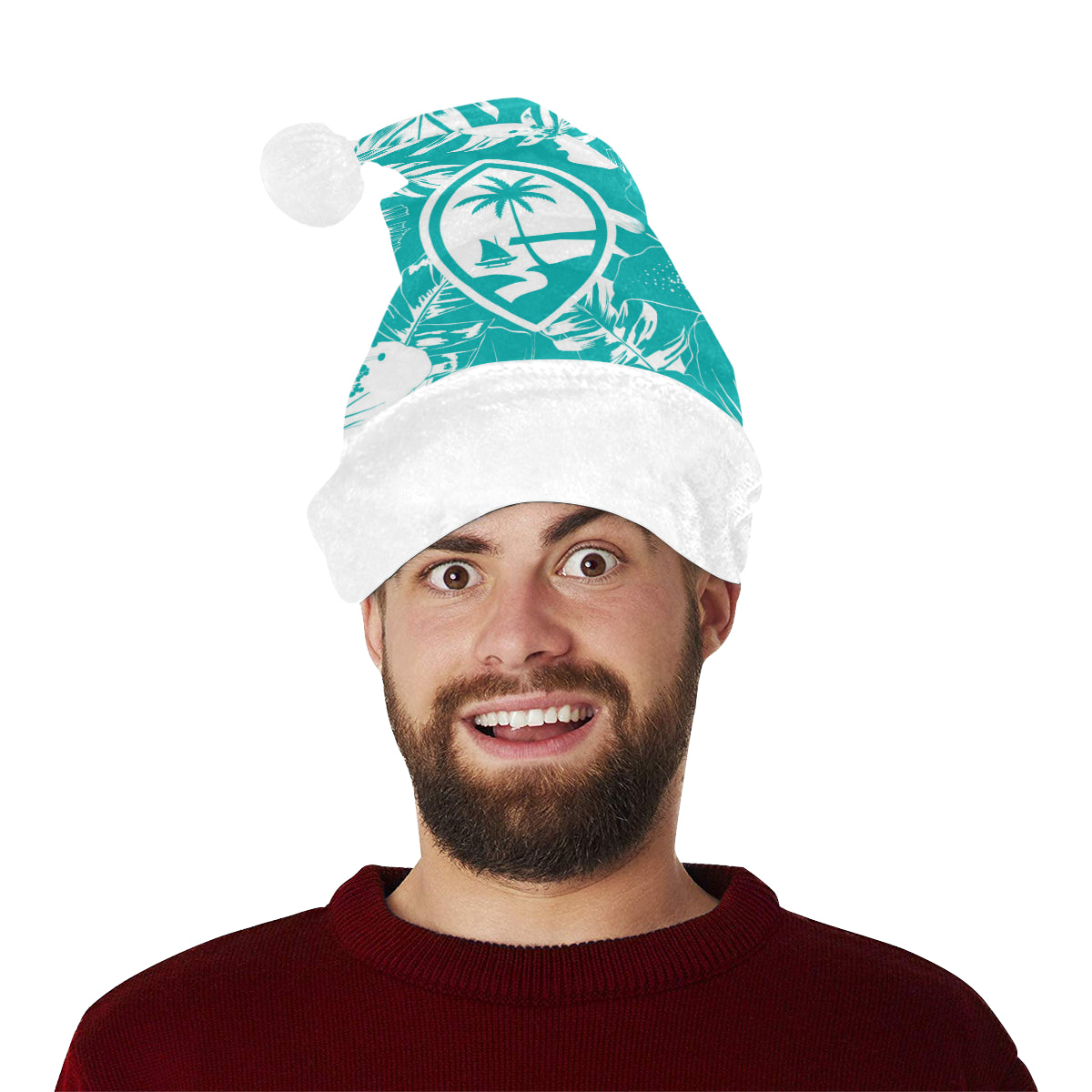 Guam Teal Hibiscus Santa Hat Santa Hat