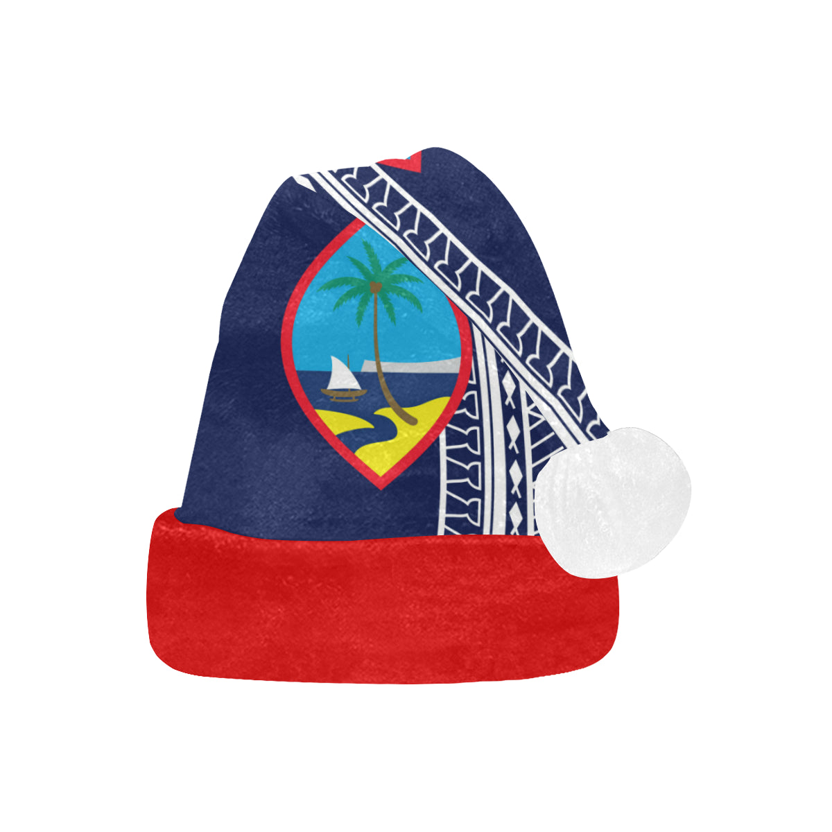 Guam Blue Tribal Santa Hat