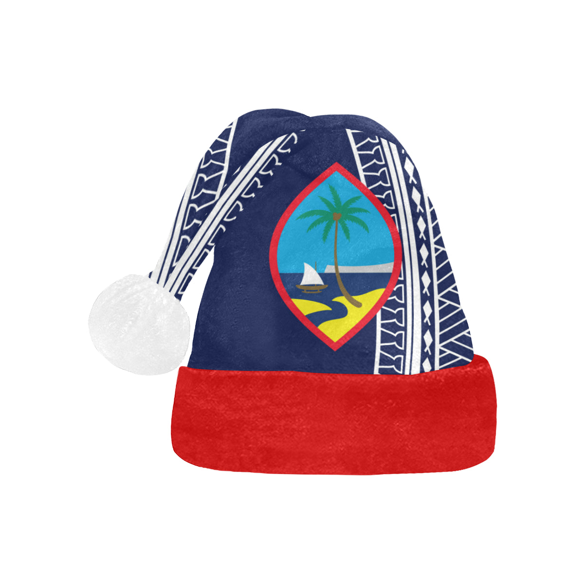 Guam Blue Tribal Santa Hat