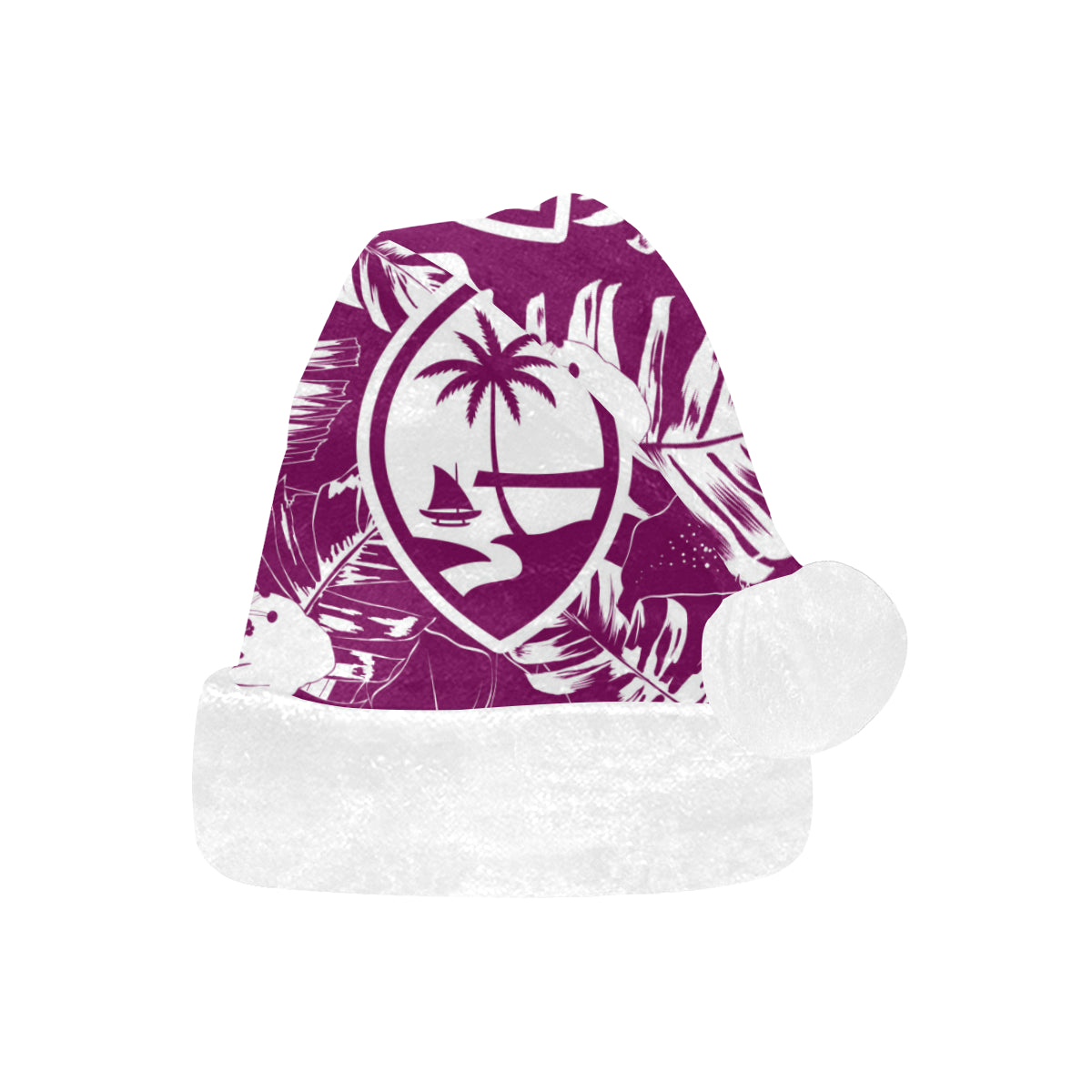 Guam Purple Hibiscus Christmas Santa Hat