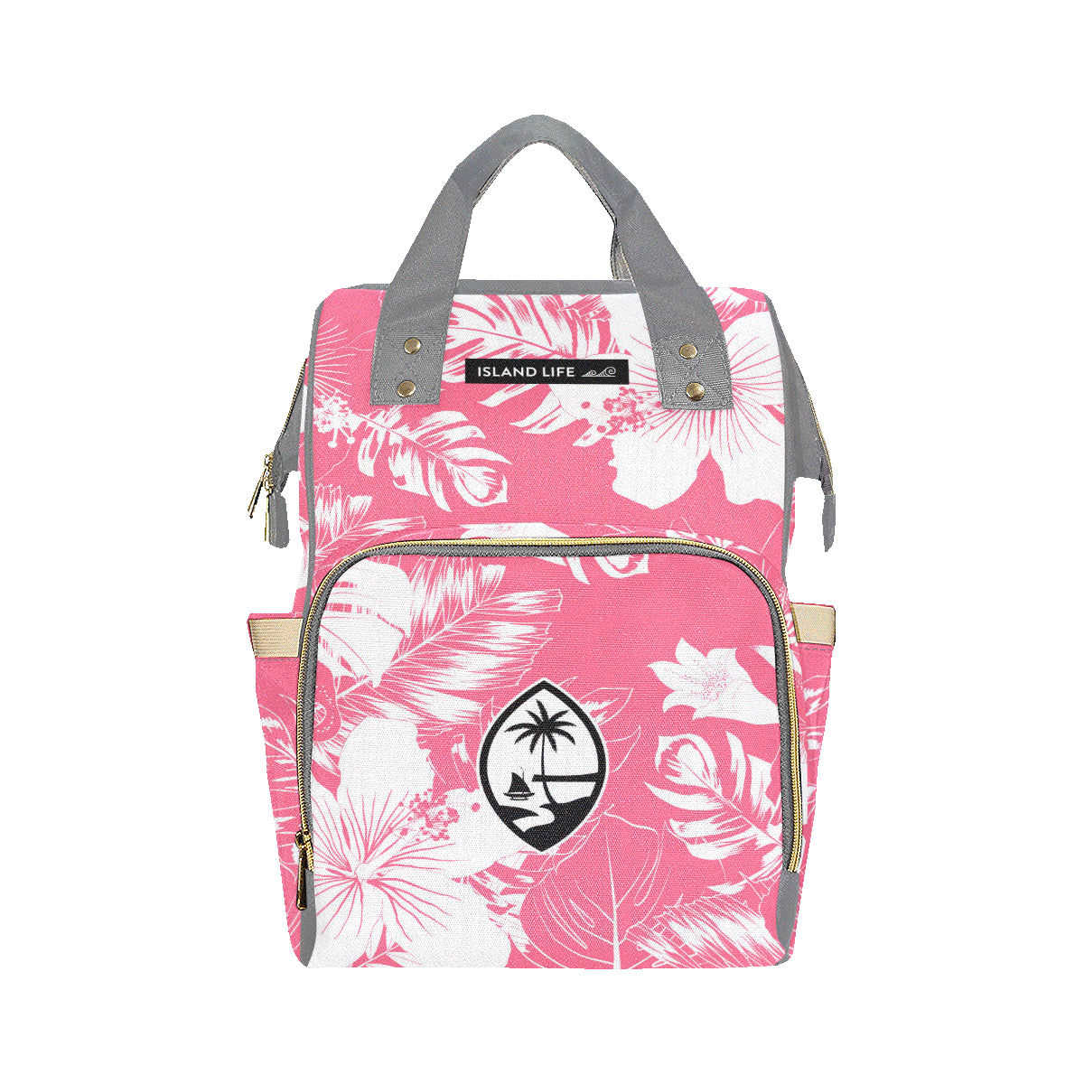 Guam Pink Floral Baby Diaper Backpack Bag