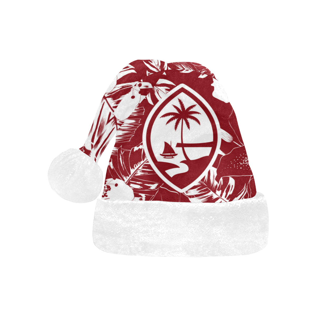 Guam Red Hibiscus Christmas Santa Hat