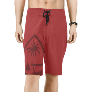 Guam Seal Mens Red All Over Print Board Shorts