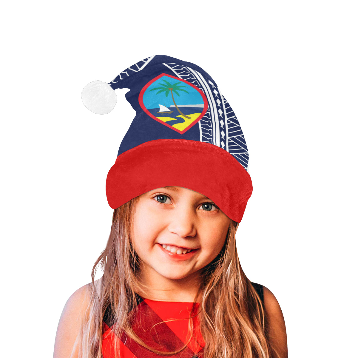 Guam Blue Tribal Santa Hat