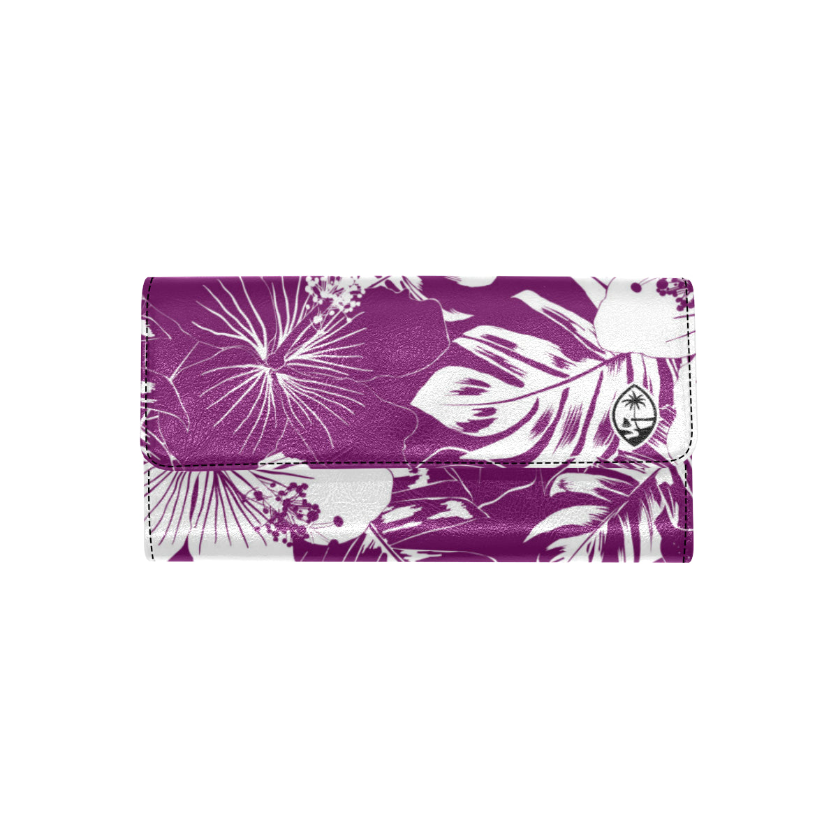 Guam Hibiscus Floral Purple Women's Trifold Wallet