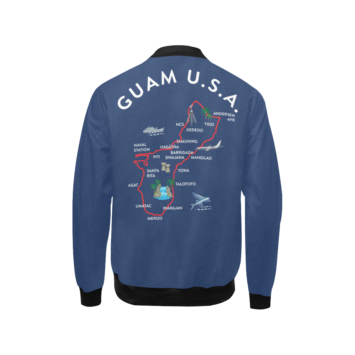 Kids Guam Map Blue Bomber Jacket