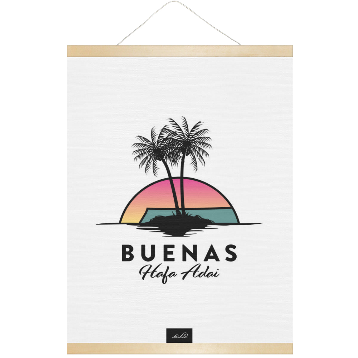 Buenas Hafa Adai Sunset Guam CNMI Hanging Canvas Poster with Wood Frame
