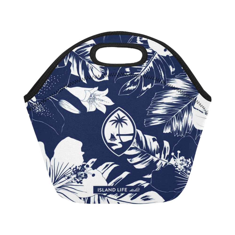 Guam Blue Floral Neoprene Lunch Bag Small