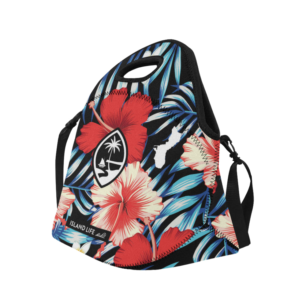 Guam Tropical Floral Neoprene Lunch Bag Large