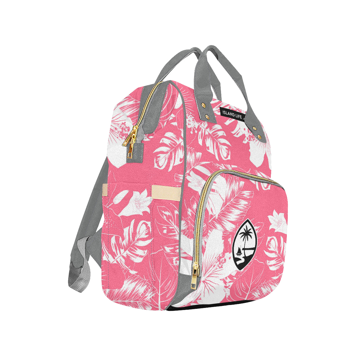 Guam Pink Floral Baby Diaper Backpack Bag