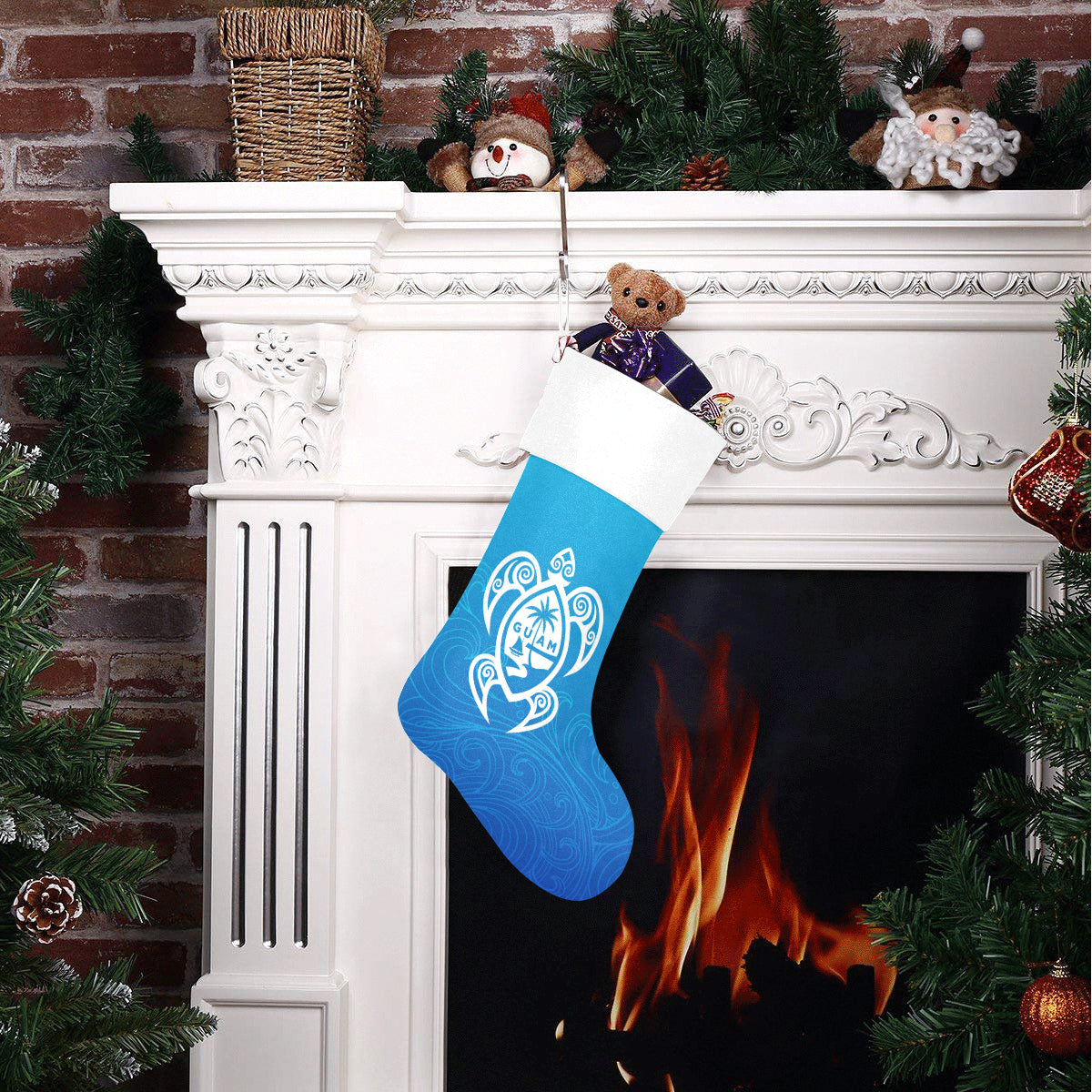 Guam Seal Island Tribal Turtle Christmas Stocking