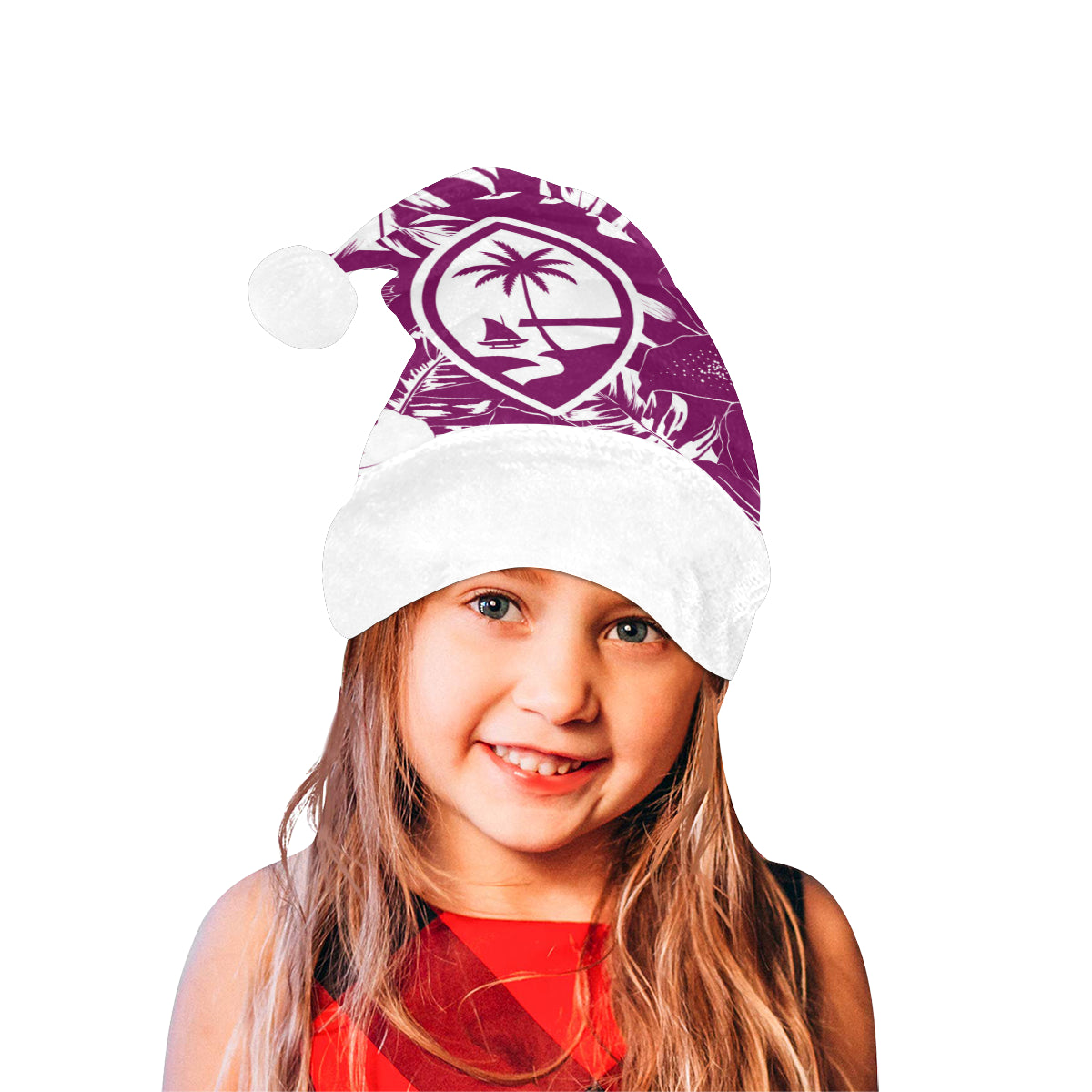 Guam Purple Hibiscus Christmas Santa Hat