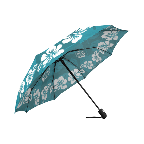 Guam Seal Teal Hibiscus Automatic Folding Umbrella