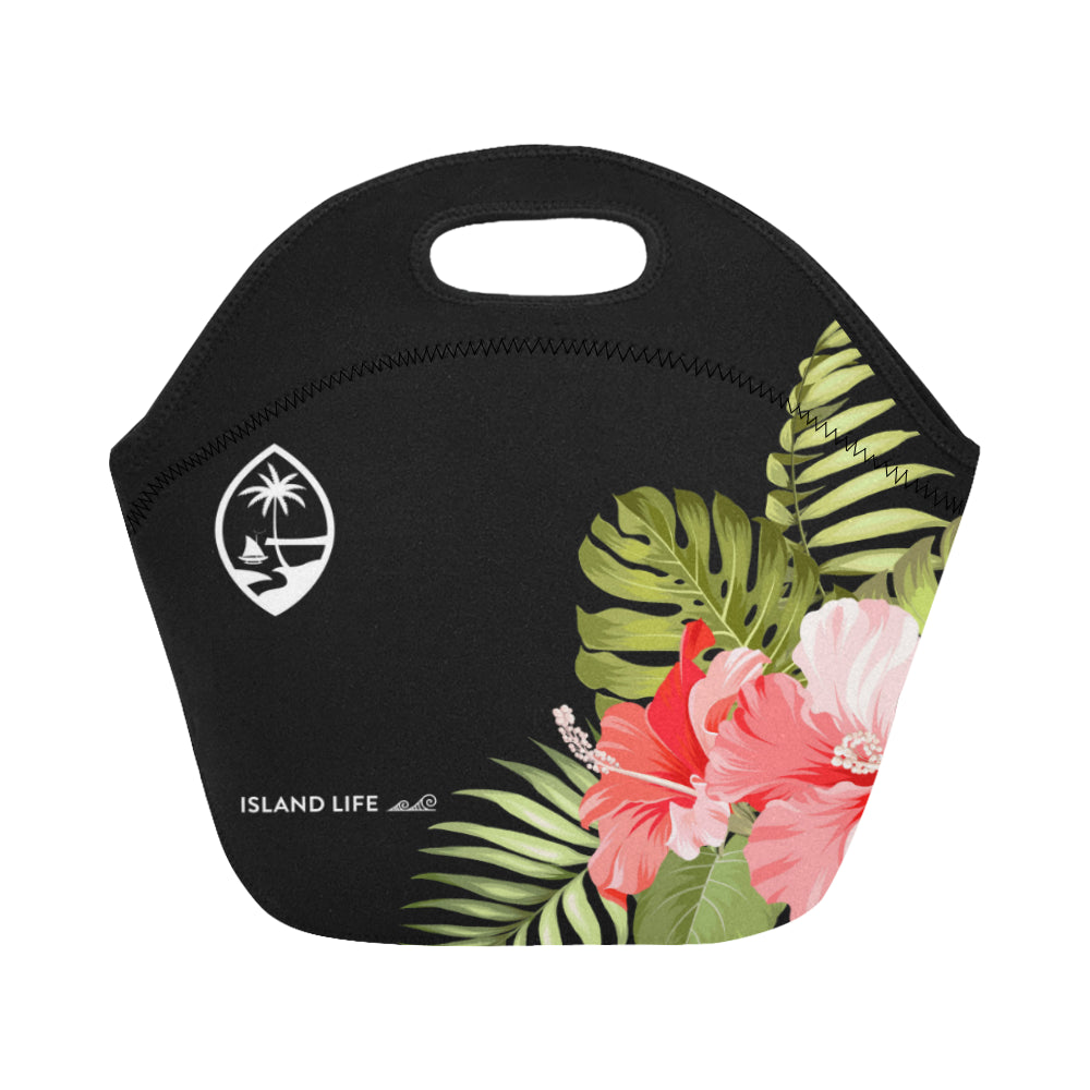 Guam Pink Hibiscus Art Neoprene Lunch Bag Small