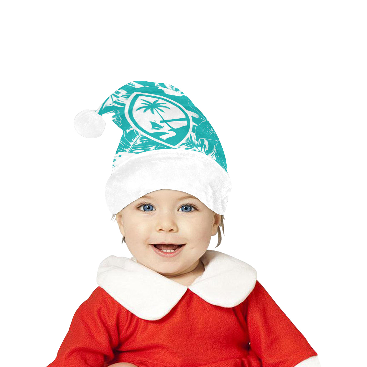 Guam Teal Hibiscus Santa Hat Santa Hat