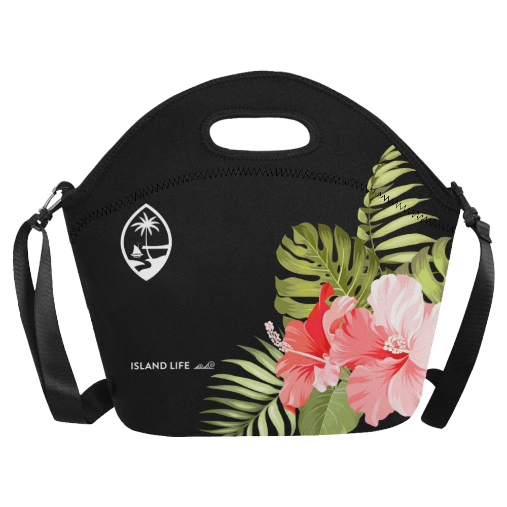 Guam Pink Hibiscus Neoprene Lunch Bag Large