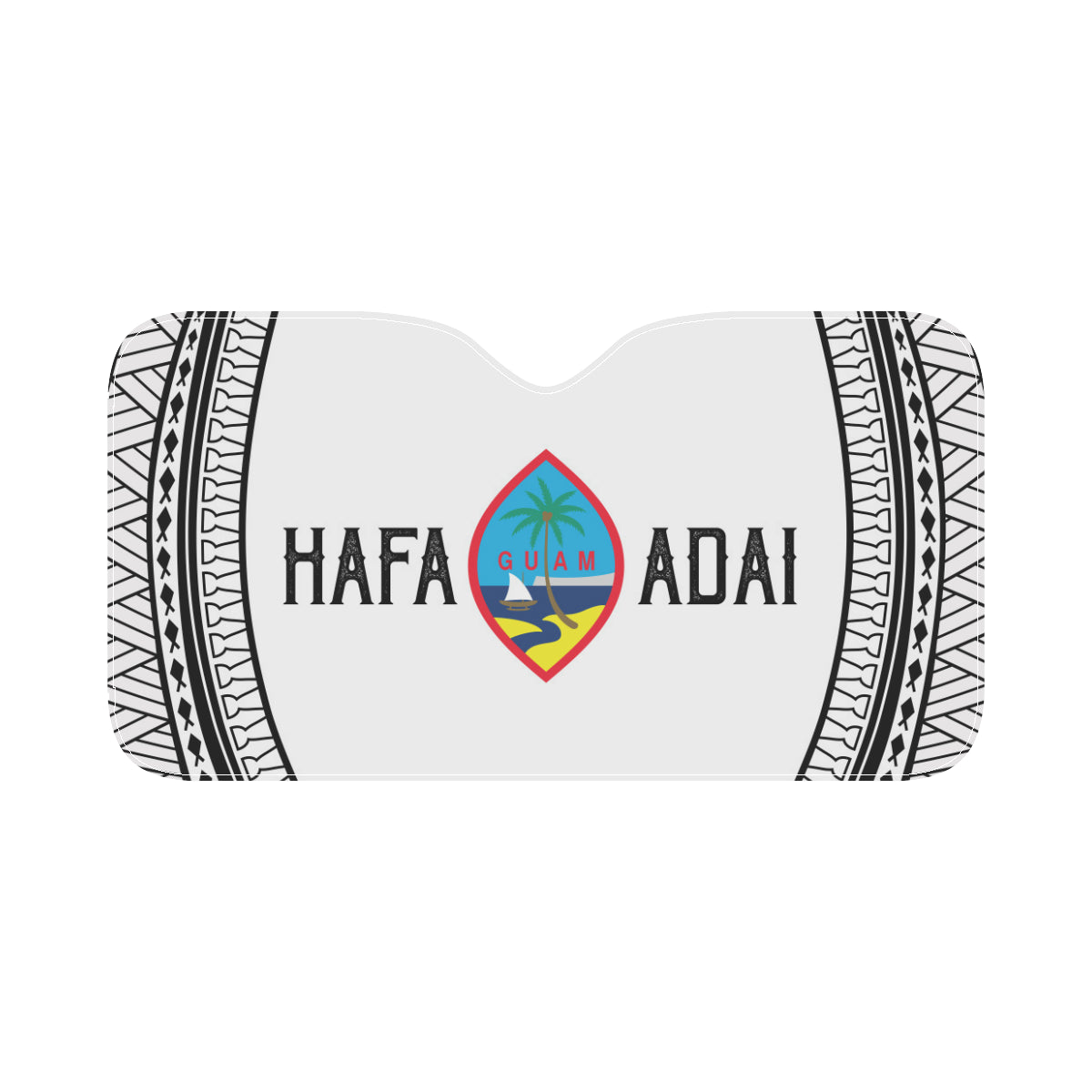 Hafa Adai Guam White Tribal Car Sun Shade