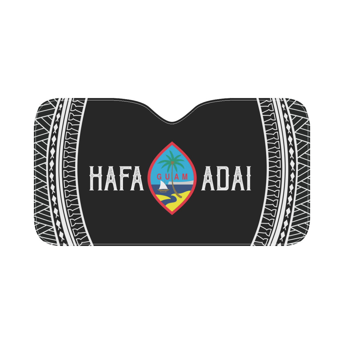 Hafa Adai Guam Black Tribal Car Sun Shade