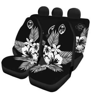 Guam Tropical Hibiscus Black Full Set Car Seat Covers (Set of 3)