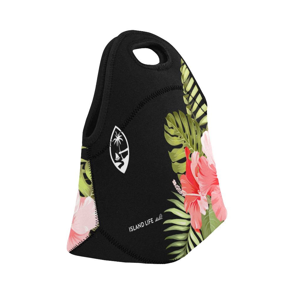 Guam Pink Hibiscus Art Neoprene Lunch Bag Small