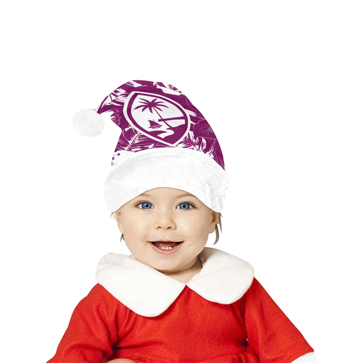 Guam Purple Hibiscus Christmas Santa Hat