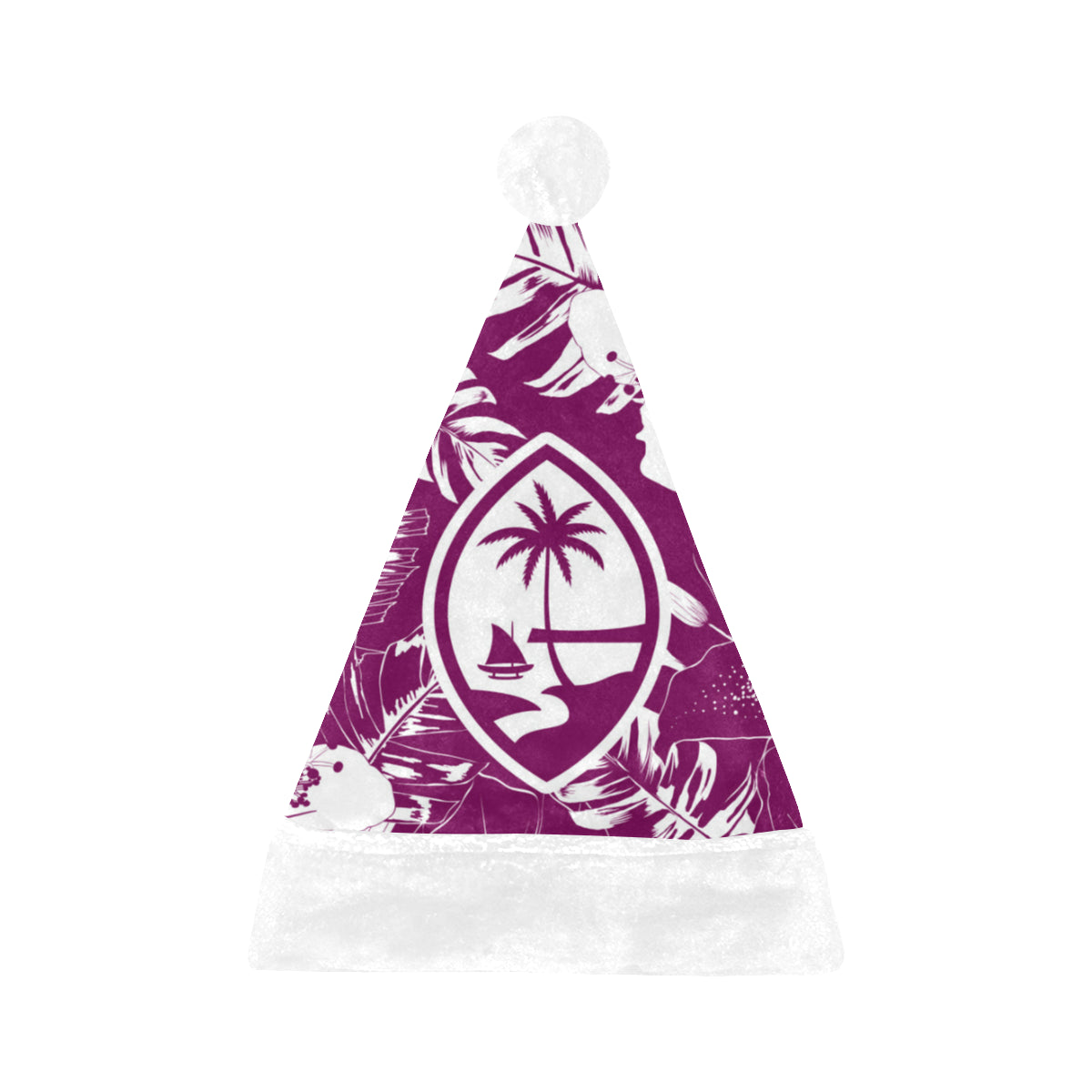 Guam Purple Hibiscus Christmas Santa Hat