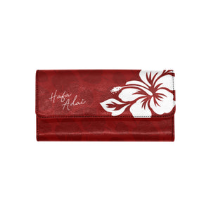 Hafa Adai Guam CNMI Red Hibiscus Women's Trifold Wallet