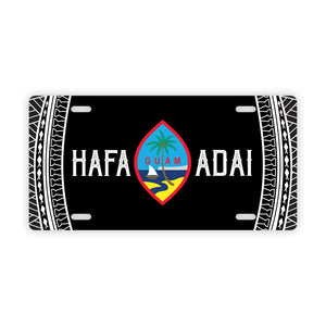 Hafa Adai Guam Tribal Black Car License Plate