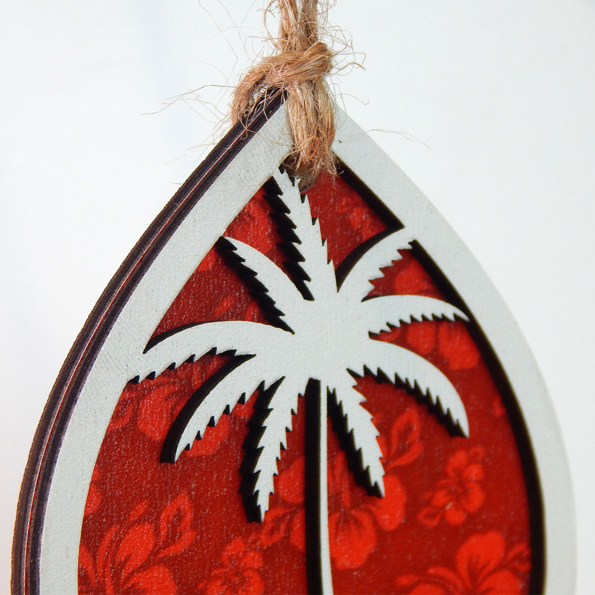 Guam Seal Red Hibiscus Layered Wood Ornament
