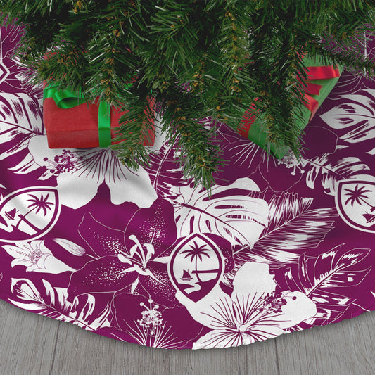Guam Purple Hibiscus Christmas Tree Skirt